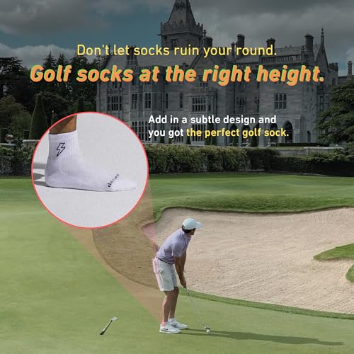 Del Campo Performance Golf Socks – Premium Quarter-Height Moisture-Wicking Athletic Socks 3-Pack (Medium-Large / Smiley, 1776, Bolts)