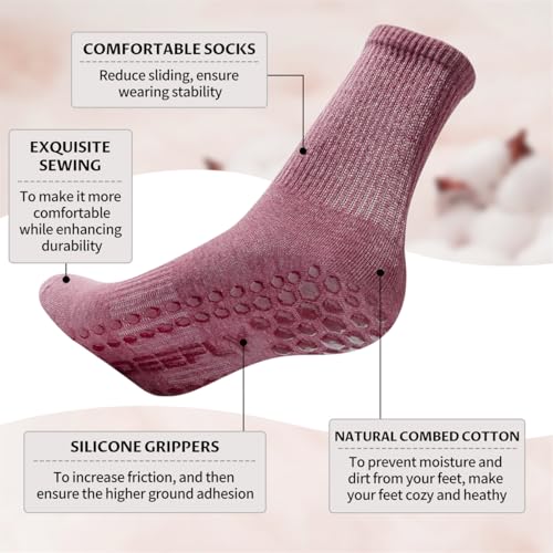 Yoga Socks for Women - Non-Slip Grip Pilates Socks, One Size - Ka+fen+hong