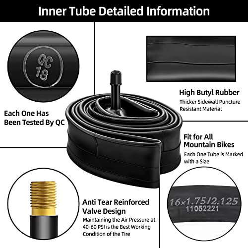 Hapleby 2PCS Premium 16Inch Bike Tubes of Kids, Compatible for 16