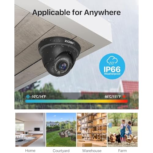 ZOSI 1080P HD Security Camera Indoor Outdoor,1920TVL 2.0MP 4-in-1 HD TVI/CVI/AHD/CVBS CCTV Camera,Weatherproof,80ft IR Night Vision,for 960H,720P,1080P,5MP,4K Analog Home Surveillance DVR System