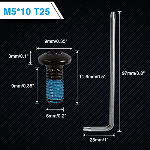 Bicycle Disc Brake Rotor Bolts Set - 12 Pcs M5x10mm Black with T25 Wrench