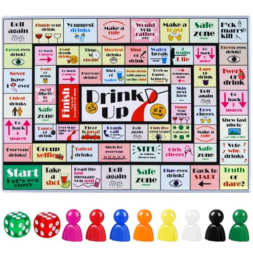Drinking Board Game for Adults - Interactive Fun, 2-8 Players, Drink Up Games