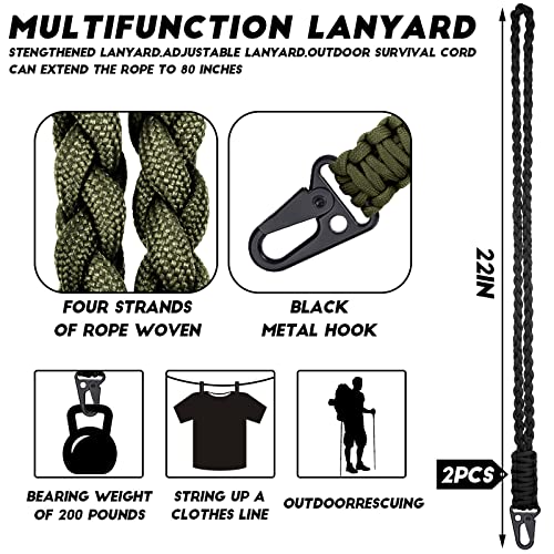 Frienda Heavy Duty Paracord Lanyard Set 2 Black & Army Green 22-80 Inch