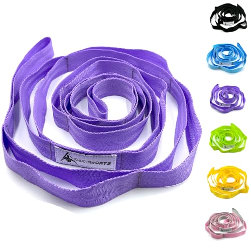 Yoga Stretching Strap with 10 Loops - Purple, 75 Inches