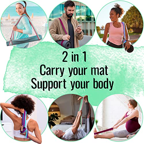Yoga Mat Strap - Extra Soft Cotton Carrier Sling - Black, 64 IN