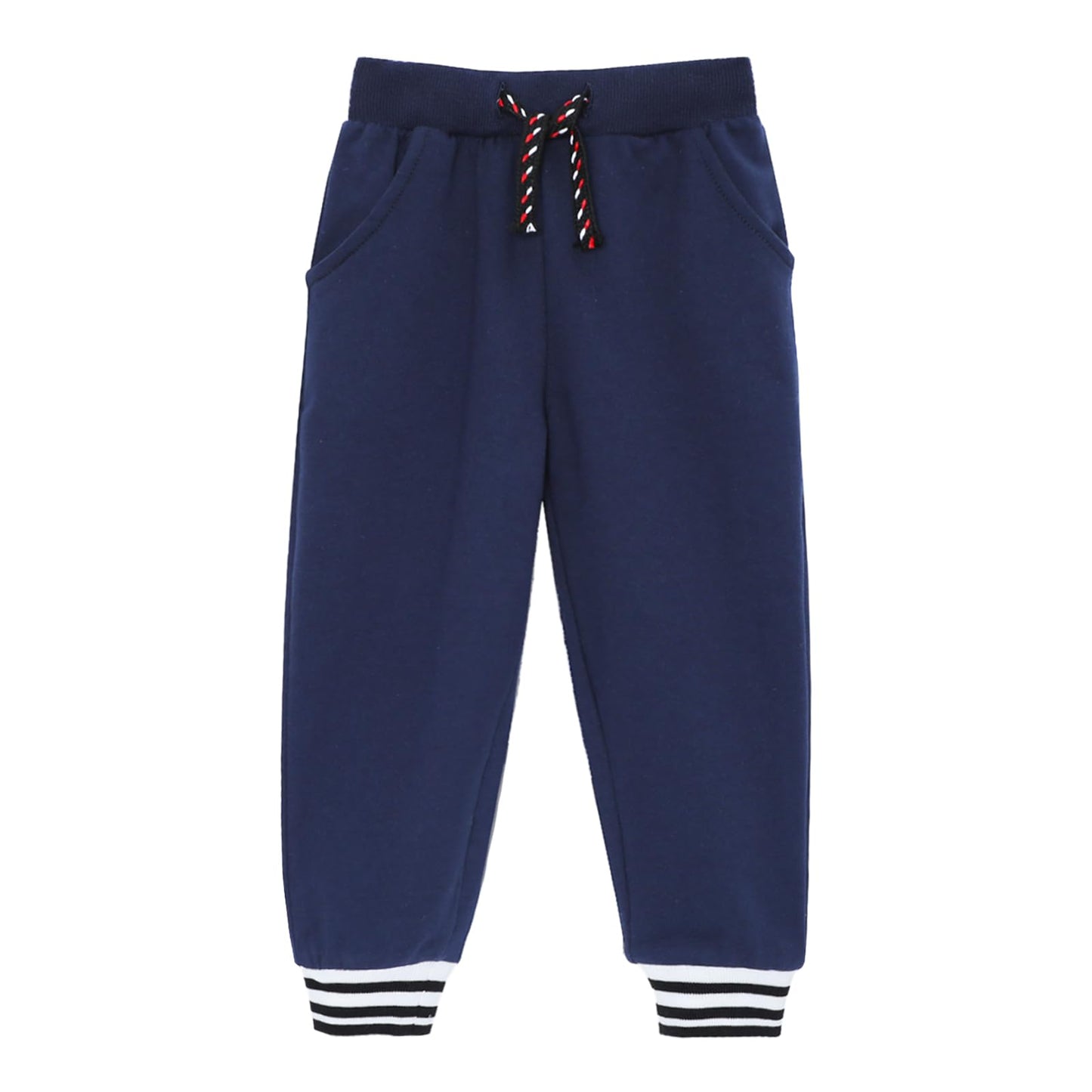 HILEELANG Toddler Boys Cotton Jogger Sweatpants 3 Pack, Black Khaki Navy Blue Soft Elastic Waist Playwear Sport Pants with Pockets, Sizes 2Y