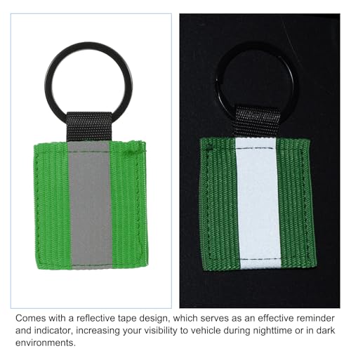 Reflective Keychain Tags - High Visibility Green Zipper Pulls