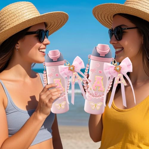 Personalized Pink Letter Accessories Set for Owala Bottle - Letter A
