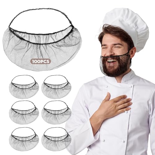 100Pcs Disposable Beard Nets for Food Service, Breathable Nylon, 18" Protective Beard Covers for Restaurant Staff