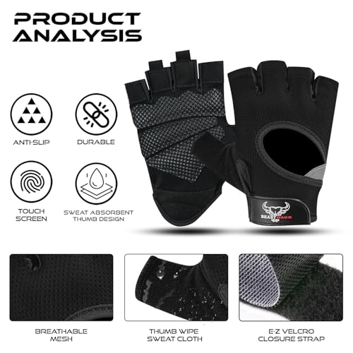 Fingerless Weight Lifting Gloves with Palm Protection - Breathable Gym Gloves for Men & Women