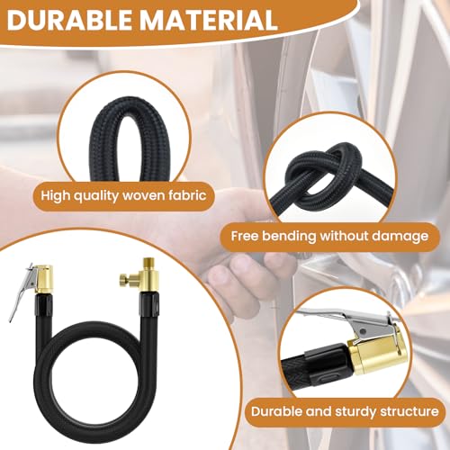 12-Inch Tire Inflator Extension Hose - Flexible Rubber Air Line for Car, Motorcycle, Bicycle