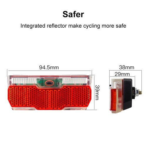 Bike Rack Tail Light with 2 Modes Steady and Flashing, Bicycle Rear Rack Light Easy to Install on Cargo Rack, Fit 50mm Bolt Holes Mount, Taillight for Bicycle