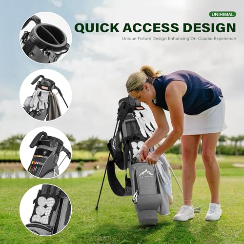 Lightweight Par 3 Golf Stand Bag - Grey, Holds 4-6 Clubs