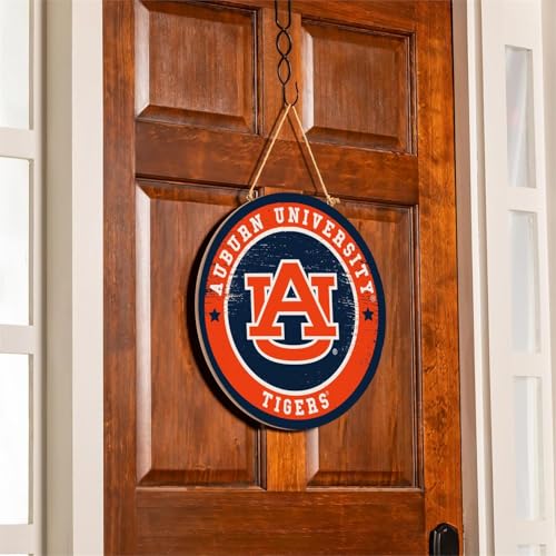 Auburn University Welcome Sign - 18" Round Wooden Door Decor