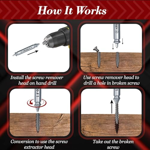 Damaged Screw Extractor Set ? 10 Pcs Easy Out Stripped Screw Remover Tool for Screws and Broken Bolts ? Reverse Drill Bit Extractor Set for Rusted or Stuck Hardware and Tight Spaces