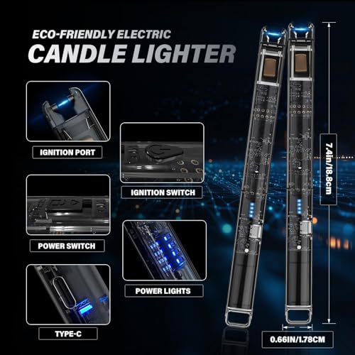 Electric Candle Lighters - 2 Pack USB Rechargeable Plasma Arc Lighter - Black+Black