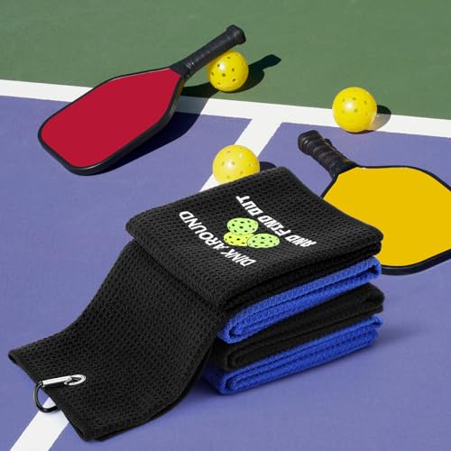 Hosuly 4 Pcs Dink Ball Towels with Clip - Microfiber, Black/Blue, Unisex