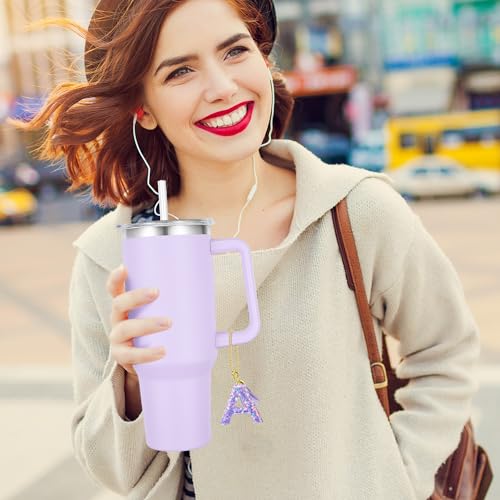 Letter T Charm for Stanley Cup Tumbler Handle Accessory - Purple
