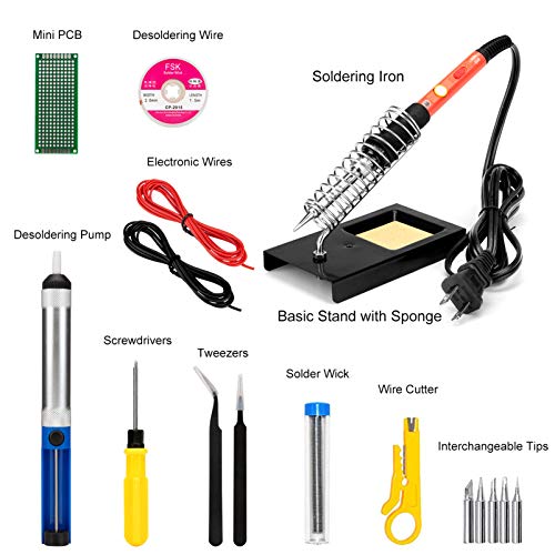 Soldering Iron Kit, 60W Upgraded Soldering Kits Adjustable Temperature Welding Tool Solder Irons Pen with On/Off Switch Use for Electrical Repairs