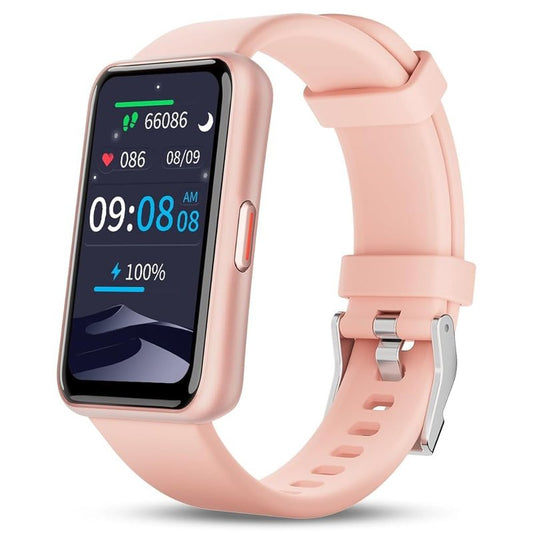 Smart Watch for Women, Slim Fitness Tracker with Heart Rate, Blood Oxygen, Sleep & Step Monitor, IP68 Waterproof Smartwatch, Lightweight Pink/Gold Bracelet Watch Compatible with Android & iPhone