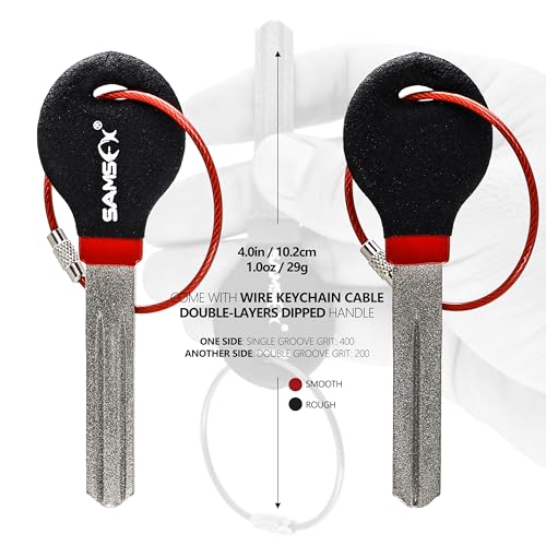 Portable Fishing Hook Sharpener - Diamond File with Handle, Black & Red