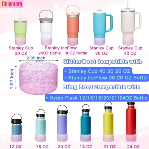 Glitter Silicone Boot for Stanley Cup - Clear Carnation