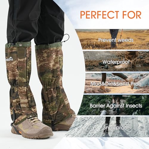 Waterproof Adjustable Leg Gaiters - Camo Large-X-Large