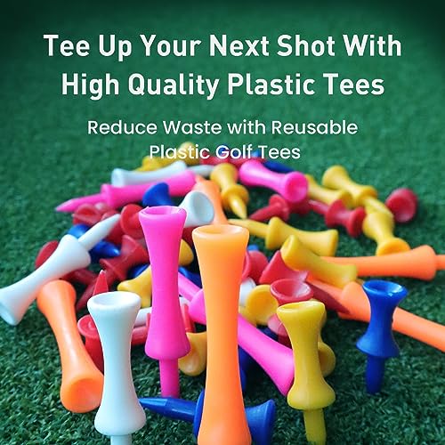 GKandi Mixed Size Colorful Plastic Golf Tees - Step Down & Unbreakable 200 Pack