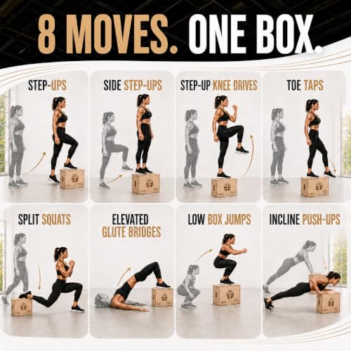Diagsh 3-in-1 Wooden Plyometric Jump Box - 16x12x8 Inches Home Gym Equipment