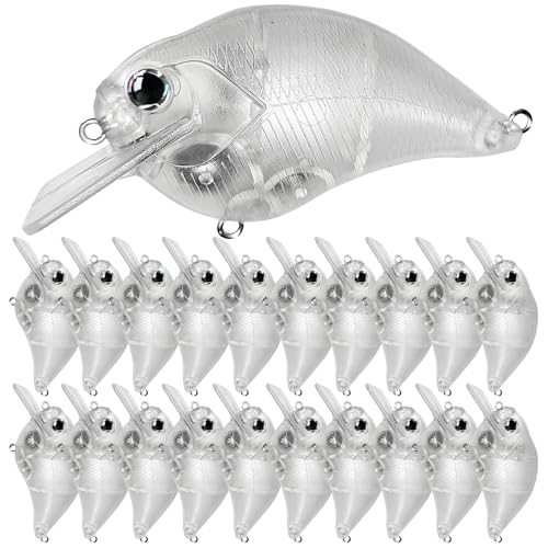Ghanneey 20pcs Unpainted Fishing Lure Blanks 0.5oz/14g DIY Crankbaits Kit