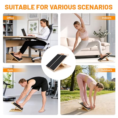 Wooden Slant Board 5-Angle Calf Stretcher - 16.5 x 12 in, 350 lb Capacity