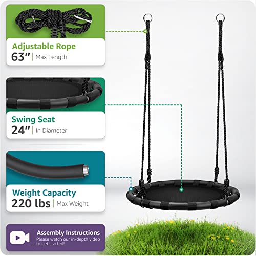 Sorbus Saucer Swing 24 Inch Heavy-Duty Outdoor Kid’s Spinner Swing Black