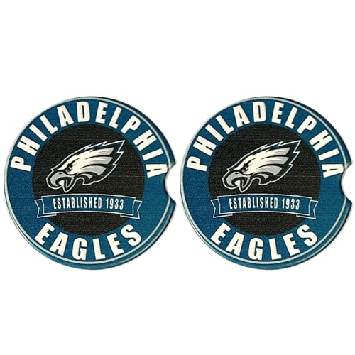 Philadelphia Eagles Car Coasters Set of 2 - Absorbent Ceramic