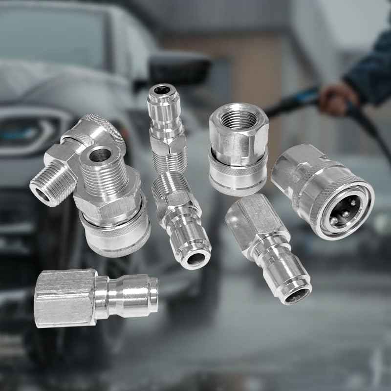 3/8 quick connect fittings，Pressure washer quick connect kit，Quick connect hose fittings，Female and Male Thread,8 Pieces