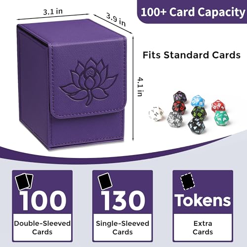 Zettokete Purple Lotus Commander Deck Box Holds 100+ Double-Sleeved Cards