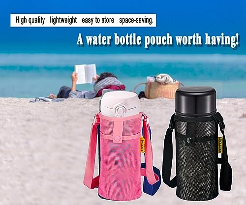 Pink & Black Hands-Free Water Bottle Carrier with Adjustable Strap for Hiking & Walking