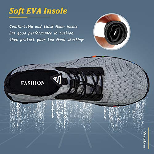 Quick-Dry Water Shoes for Men & Women - Light Gray, Size 12 Women/10.5 Men