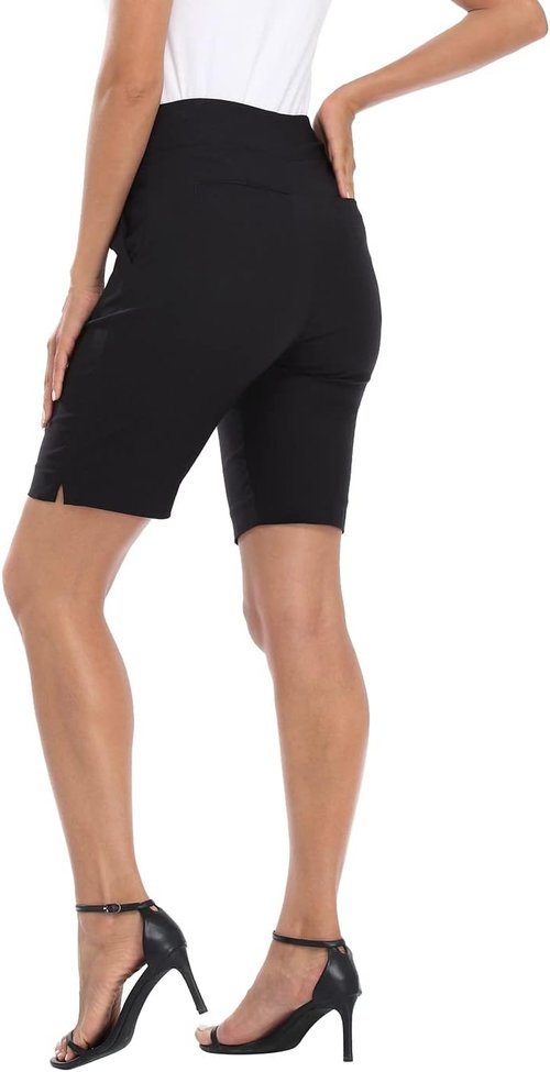HDE Women's Bermuda Shorts - Mid Rise with Pockets | 10-Inch Inseam for Comfort and Style