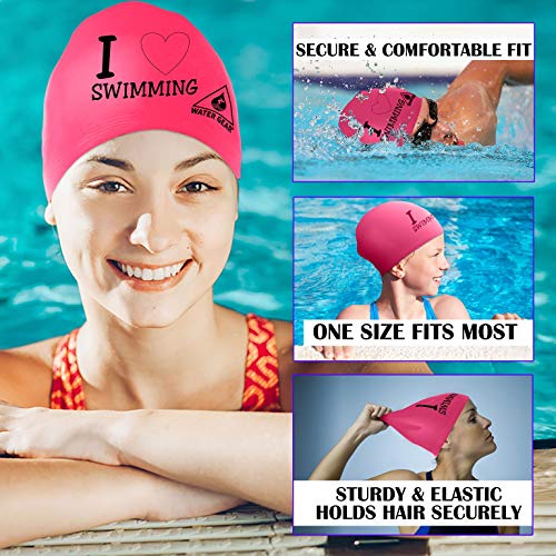 Latex Swim Cap for Long Hair - Waterproof Swimming Cap - Pink