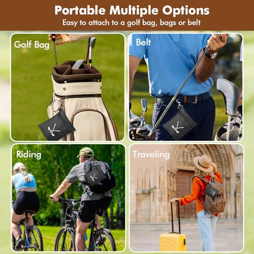 Waterproof Golf Tee Bag with Clip - Portable Storage Pouch - Black