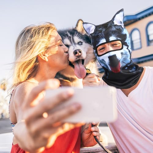3D Cat Ski Mask Balaclava - Breathable Outdoor Face Cover - Black Dog