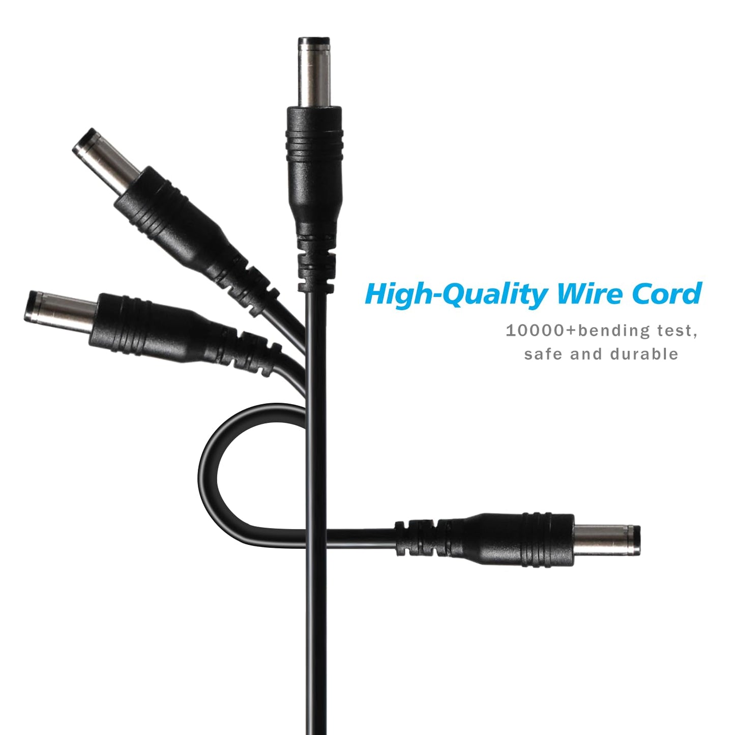 USB to DC 5V Power Cord, Universal DC 5.5x2.1mm Charging Cable with 9 Interchangeable Connectors Adapter for Moon Lamp, Massage Wand, Router, LED Light, Mini Fan, Speaker and More Devices (Black)