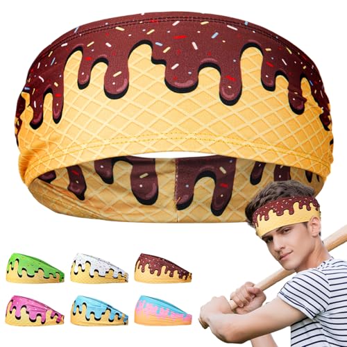 Athletic Sweatband - Ice Cream Drip Baseball Hairband - Brown