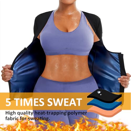 Sauna Suit Shirt for Women - Weight Loss Compression Tank Top - Black, Large