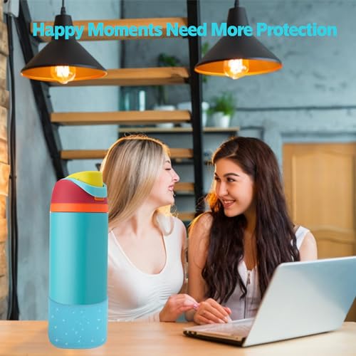 Silicone Water Bottle Boot - 40oz Clear Glitter Blue Sleeve Protector