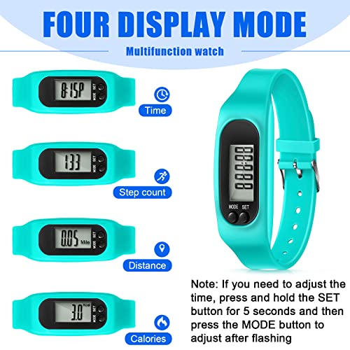 Walking Running Pedometer Watch - Silicone Fitness Tracker, Dark Sport Multi (12 Pack)