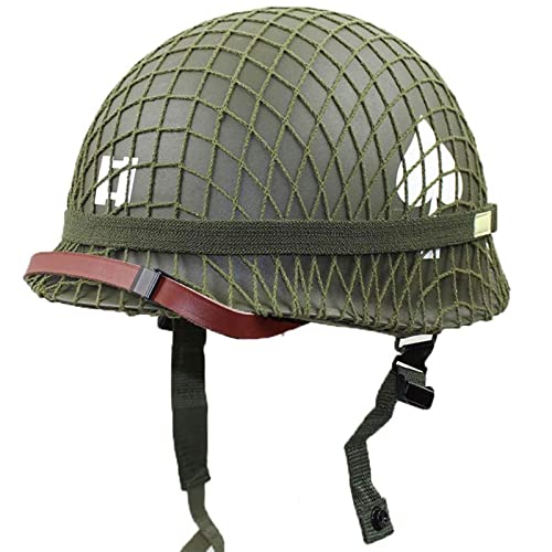 WW2 US Army M1 Helmet Replica with Net & Chin Strap - Green