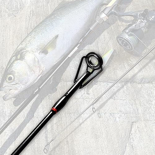 Fiblink 8' Medium Heavy Carbon Spinning Fishing Rod - Portable 4-Piece Travel Rod
