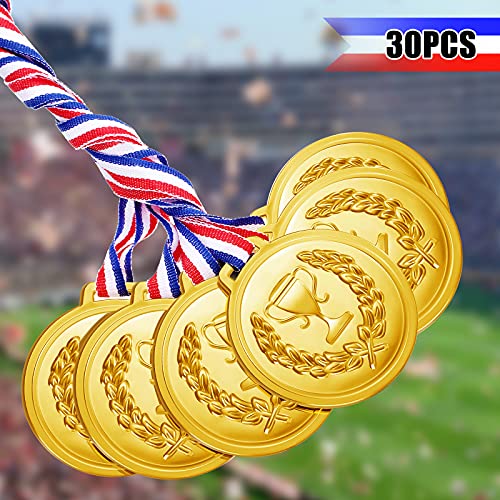 30 Gold Plastic Medals for Sports Awards - 2.36 Inch