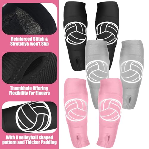 Sosation Kids Volleyball Knee Pads & Arm Sleeves Set - Pink, Black, Gray, 3 Pairs